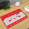 thumbnail image 4 of Merry Christmas Placemats, Red Snowman Table Mat, Snow Flower, White Line Border, Christmas Dining Mat, Dining Table Decor, Outdoor Indoor Kitchen BBQ Picnic Favor, Vintage, 4 of 6