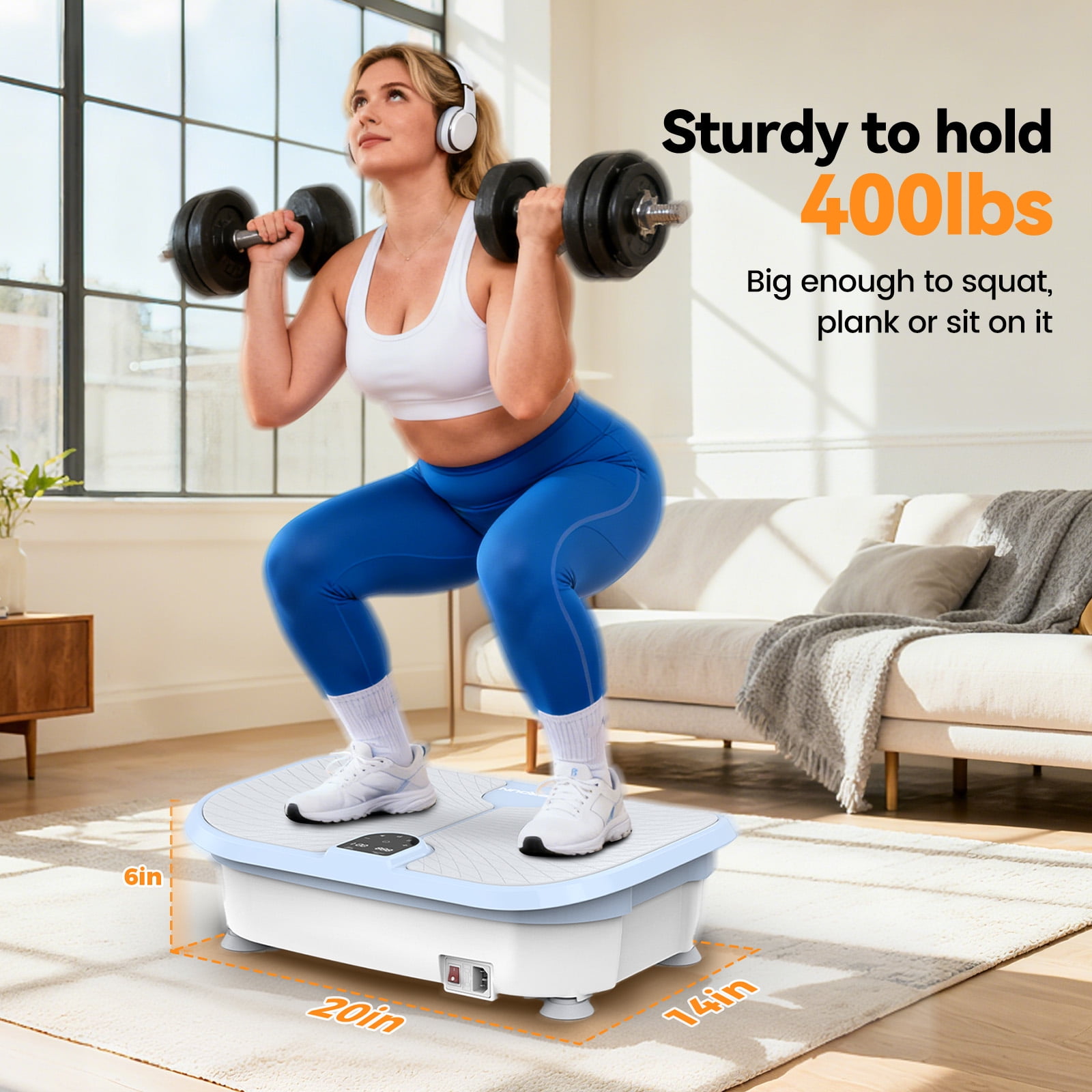 UPGO Vibration Platform Machine, full Body Workout Vibration Fitness Platform, 400 lbs Weight Capacity, Multiple Exercise Modes, Includes Resistance Bands and Remote Control.