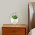 thumbnail image 4 of Macetas suculentas modernas con soporte de hierro, decoración interior de maceta de cactus pequeña, maceta decorativa moderna para macetas de flores F blanco DYNWAVEMX Macetas de cerámica, 4 of 8