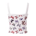 thumbnail image 4 of WEIWEN Womens Tank Tops with Built in Bras Slim Fitted Butterfly Printed Lace Spaghetti Strap Tank Top for Women Sleeveless Athletic Padded Cropped Tops White, XL, 4 of 7