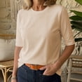 thumbnail image 5 of Perfectbot Women's Casual Half Sleeve T-Shirt, Crewneck Solid Color Basic Tee Everyday Top, 5 of 8