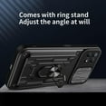 thumbnail image 6 of Heavy Duty Protection Case for Oppo Realme 8i, Magnetic Ring Kickstand Slide Camera with Card Holder Phone Cover for Oppo Realme 8i LJK Black, 6 of 9