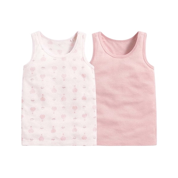 Nilvkv Cute Shirts for Girls, Girls Tank Tops, Kids 2 Pack Print Sleeveless Round Neck Mesh Top Casual Summer Multicolor 10-12 Years