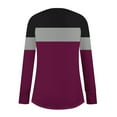 thumbnail image 4 of Womens Long Length Spring Clothes, Long Sleeve Shirts for Women Fashion Loose Fit Striped Color Patchwork Crewneck T-Shirts, 4 of 4