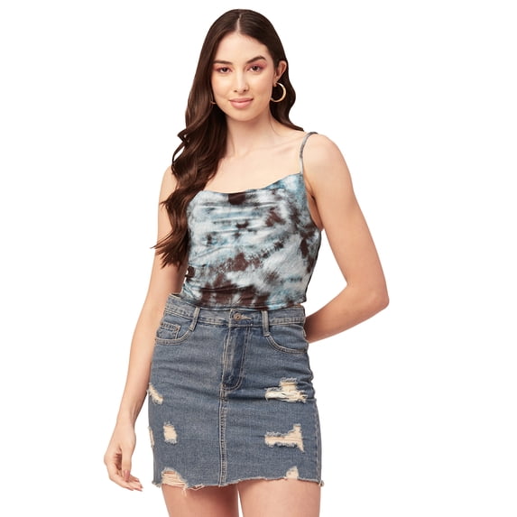 Moomaya Printed Velvet Crop Tops For Women Adjustable Spaghetti Straps Sweetheart Neck Crop Top