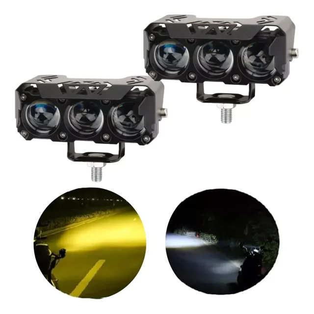 2 Faros Led Lupa Auxiliar Moto 3 Lentes Exploradora Potente