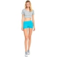 thumbnail image 2 of Women's Ribbed Waistband Seamless One Size 10" Hot Short Leggings (Aqua), 2 of 4