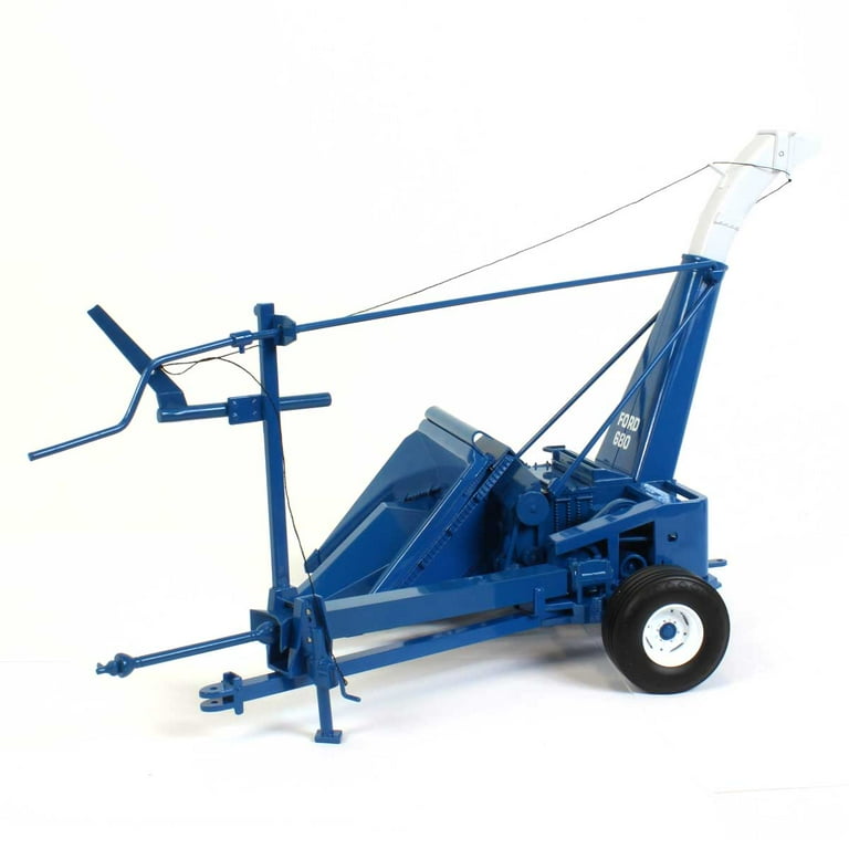 Ford 680 Forage Harvester with Hay Head and Corn Head Blue Classic