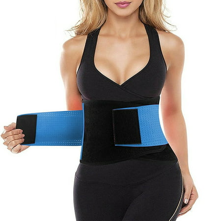 SAYFUT Womens Firm Control Shapewear Hourglass Velcro Sports Belt Body Slimming Shaper Back Support Fitness Waist Trimmer Blue Size
