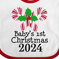 thumbnail image 4 of Inktastic 2024 Babys First Christmas Candy Cane Boys or Girls Baby Bib, 4 of 4