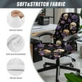 thumbnail image 6 of Renewold Skull Pumpkin Rose Violet Desk Chair Cover Stretch Office Chair Slipcover Dustproof Desk Computer Chair Cover High Back Chair Protective Cover Easy to Install Halloween Decor, L, 6 of 7