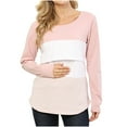 thumbnail image 2 of Dxzfnsa Breastfeeding Shirts for Women Women's Comfortable Crew Neck Long Sleeve Maternity Shirts Fashion Casual Solid Color Stripe Pregnant Clothes, 2 of 8