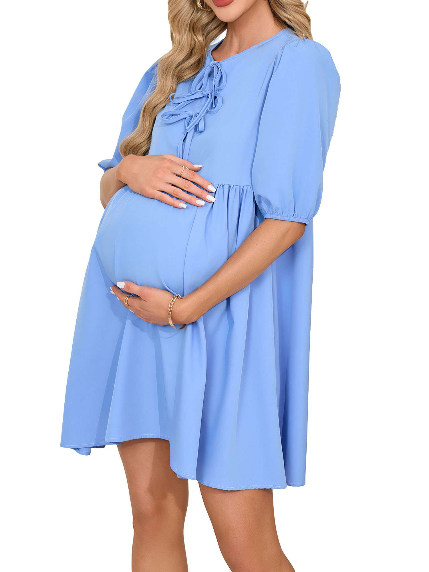 Lace Maternity Designer Maternity Dresses Uk Spencer Women's Short Sleeve Maternity  Dress Summer Casual Front Tie