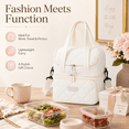 thumbnail image 4 of Double Layer Insulated Lunch Bag, Multi Functional Portable Tote Handbag, Leakproof Thermal Food Container Bag for Work Picnic Travel Outdoor Office Lunch Box Carrier, Beige, 4 of 7