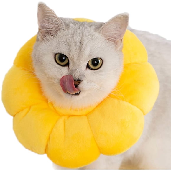 Ludlz Cat Recovery Collar Soft Cat Cone Collar Cute Sunflwer for Wound Healing, Protective E- Collar After Surgery, Elizabethan Collars for Kitten and Small Dogs