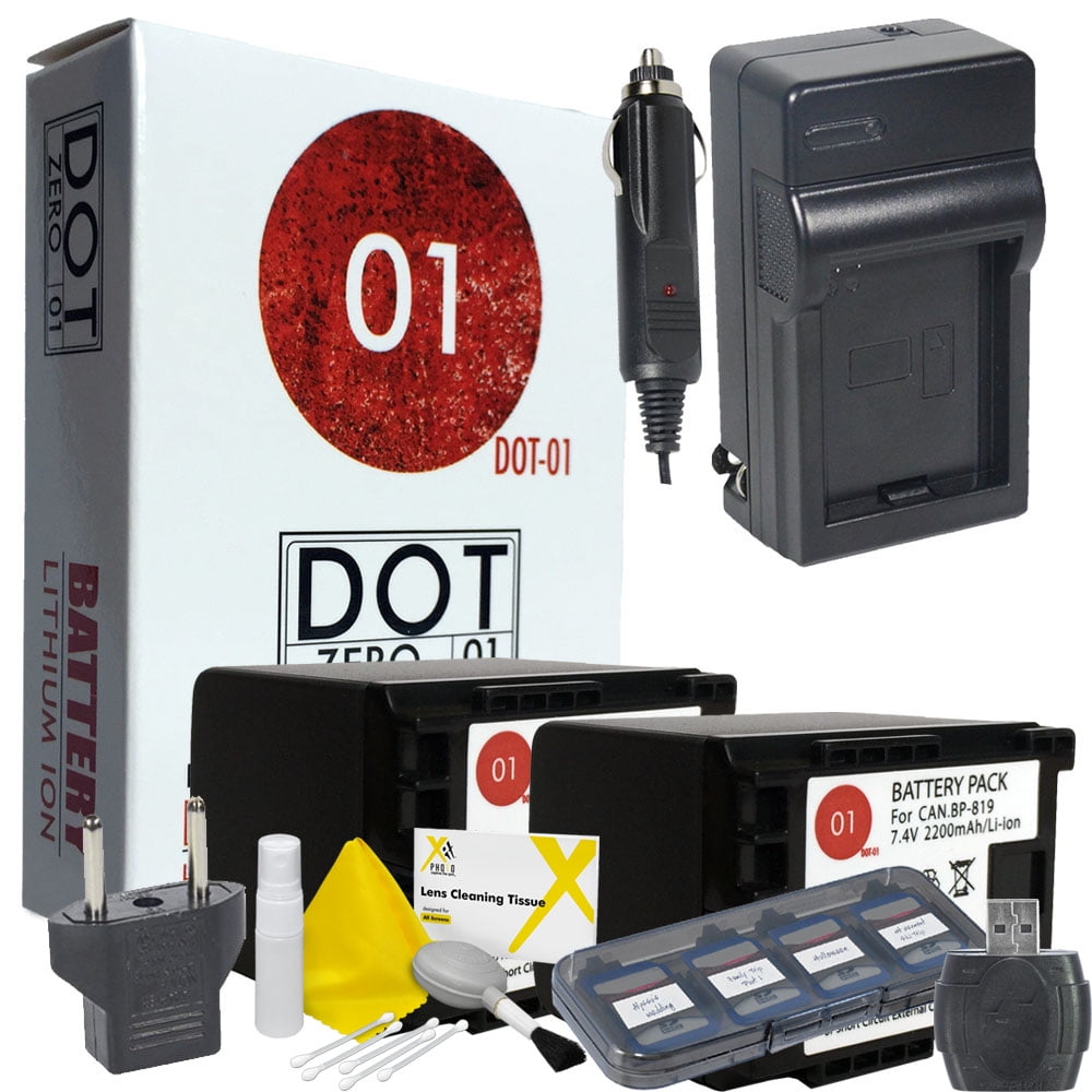 2x DOT01 Brand 2200 mAh Replacement Canon BP819 Batteries and Charger