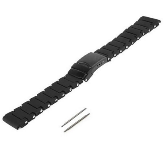 23mm Black Polyurethane Rubber Link Bracelet Watch Band Luminox 3050 3950 NAVY SEAL COLORMARK Black with PVD Buckle