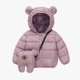 thumbnail image 2 of Aayomet Toddler Girl Winter Coat Ear-Trim Hooded Puffer Jacket Toddler Winter Coat with Bag (Pink,18-24 Months), 2 of 9