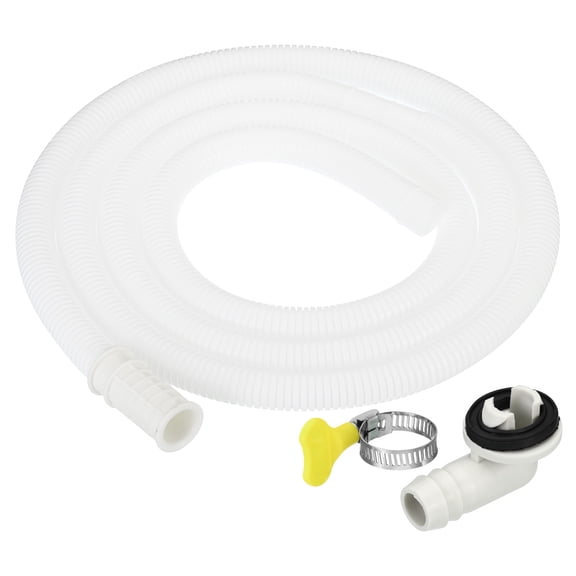 Uxcell 6.5ft Air Conditioner Drain Hose Kit, Universal Drain Connector Drain Hose with Clamp, White