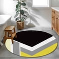thumbnail image 3 of Abstract Yellow Black Round Area Rug 3.3Ft Washable Circle Rugs for Dining Room Table, Modern Geometric Color Blocks Non-Slip Carpet Floor Mats Indoor Outdoor Carpet Runner Aesthetic Home Decor, 3 of 8