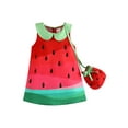 thumbnail image 1 of SUNSIOM Jupe d'Été pour Bébé Fille Imprimé Melon D\'eau Robe Princesse Décontractée Sans Manches avec Sac, 1 of 9