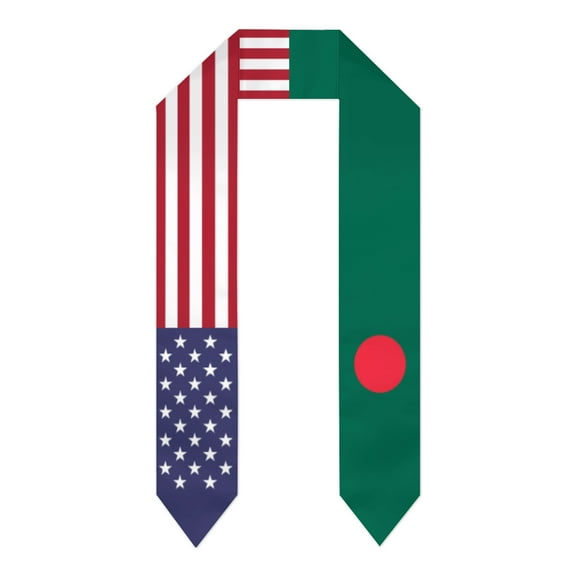 Bangladesh & USA United States Flag Shawl Sash Stole Graduation Shawls Wraps Scraf For International Study