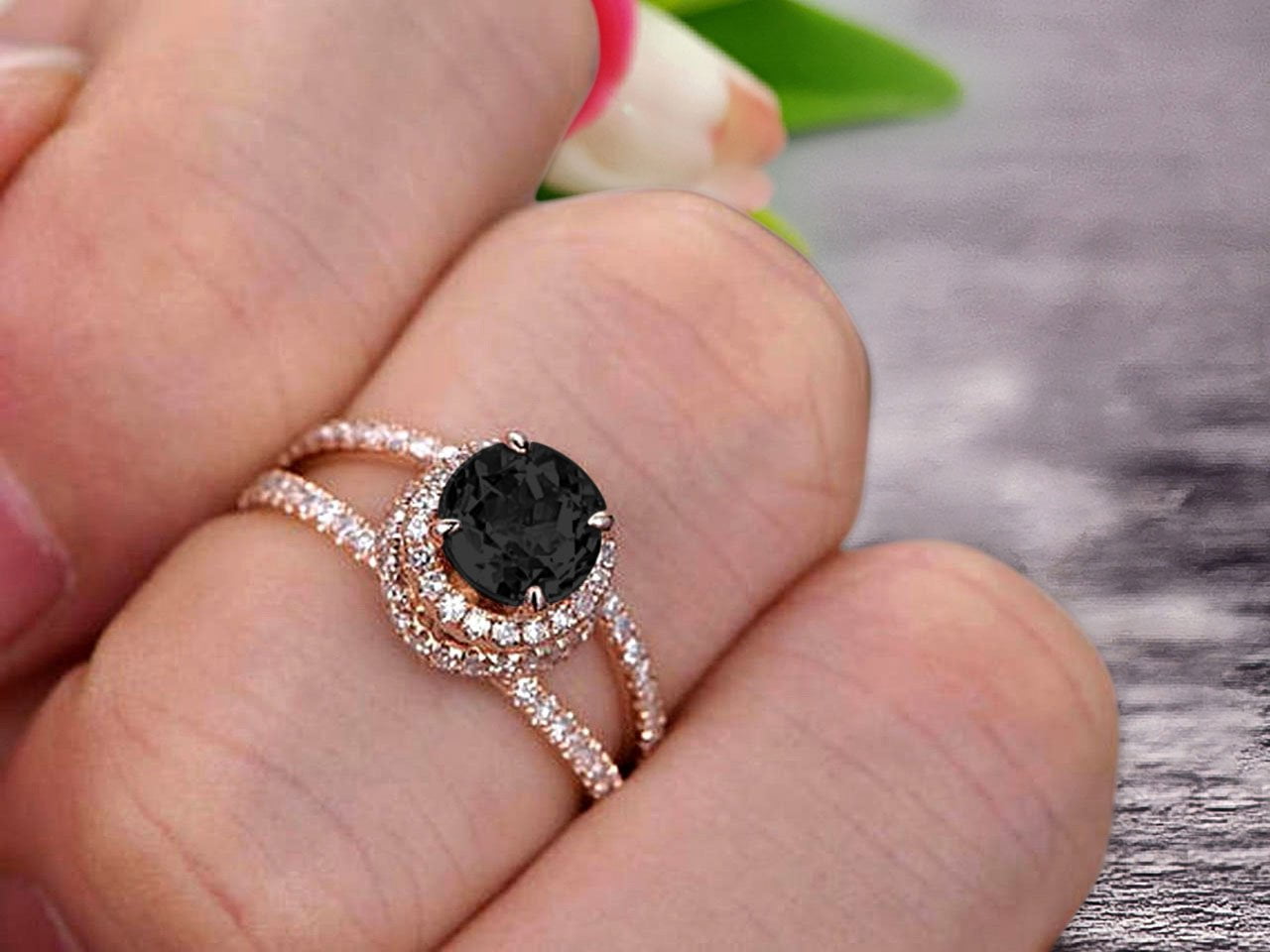 Devam Women's 14k Gold Round-Cut Black Diamond Halo Engagement Ring at Rs  19000 in Surat