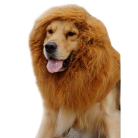 Large Pet Cat Dog Wigs Lion Mane Hair Costumes Festival Party Fancy Dress up Christmas Halloween Clothes Light Brown L