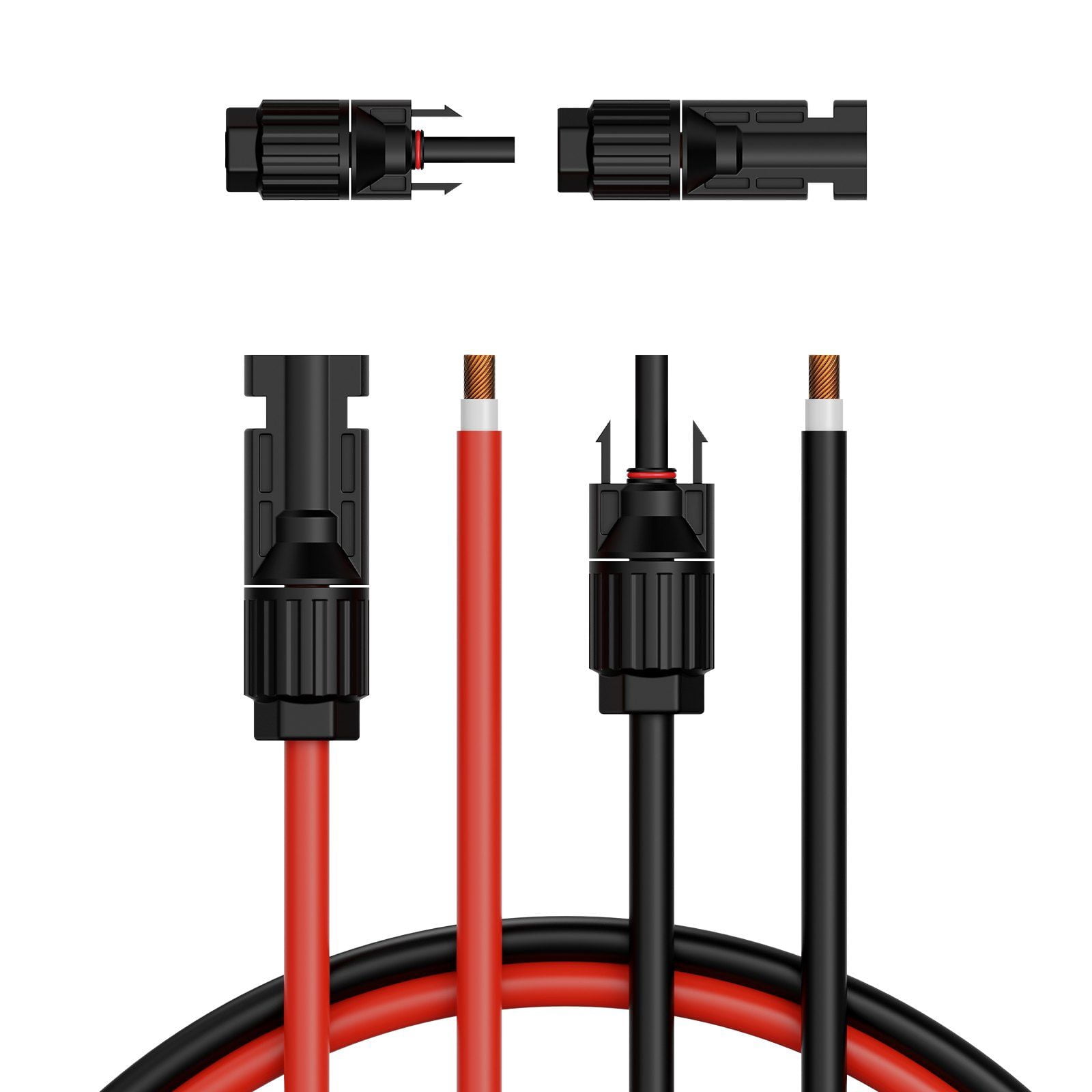 CAFORKP 30FT 10AWG Solar Panel Cable Set with MC4 Connectors, 6mm² Red & Black PV Wire RV
