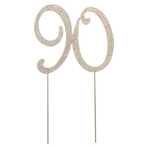 ELAYARD Elegant Golden Metal Rhinestone 90th Birthday Cake Topper for Party Decoration and Celebration