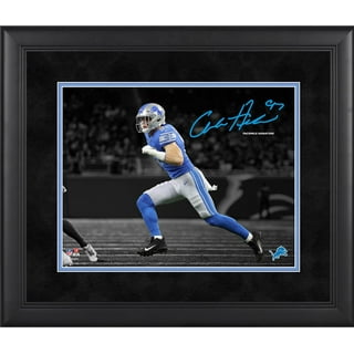 Framed Aidan Hutchinson Detroit Lions Autographed Blue Nike Limited Jersey