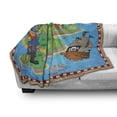 thumbnail image 3 of Island Map Soft Flannel Fleece Throw Blanket, Funny of Treasure Island with a Pirate Ship and Parrot Kids Play Room, Cozy Plush for Indoor and Outdoor Use, 50" x 60", Multicolor, by Ambesonne, 3 of 6
