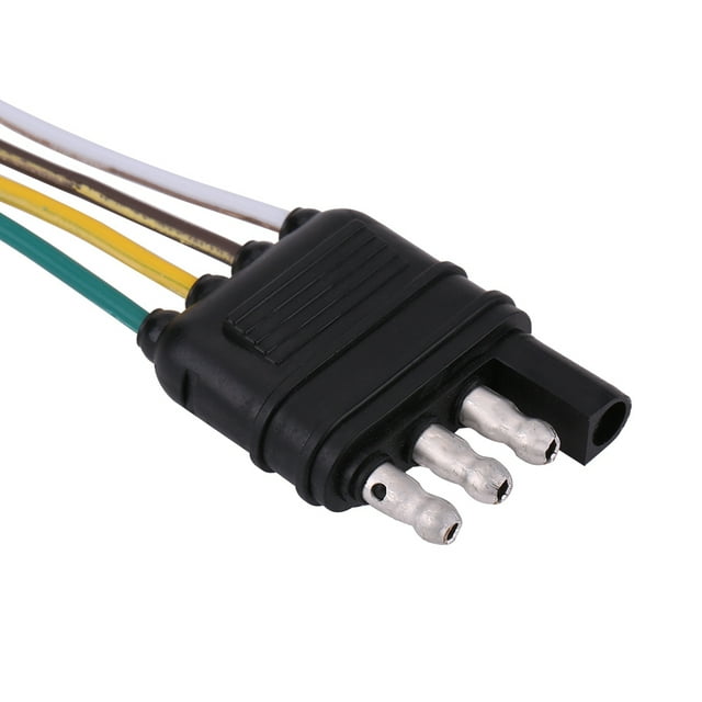 Trailer Socket, 4 Pin Flat Trailer Connector Set 4-pole Shrouded Connector 4 Pin Trailer Plug Black For Trailer For 6 12 And 24V Applications