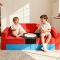 thumbnail image 3 of Modular Kids Play Couch Set for Toddlers Playroom, 14PCS Large Foldable Soft Kids Sofa, 3 in 1 Foam Convertible Couch Fort Building Floor Bed for Boys 3-5, Washable Velvet, Red, 3 of 11