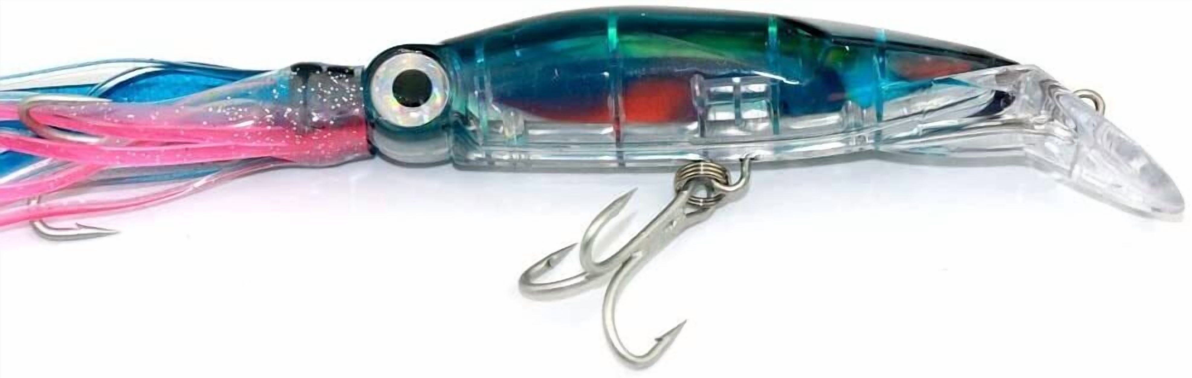 6 Pack Squid Skirts Fishing Lures 1.4 OZ/5.1 IN Octopus Bait with 2 Treble Hooks
