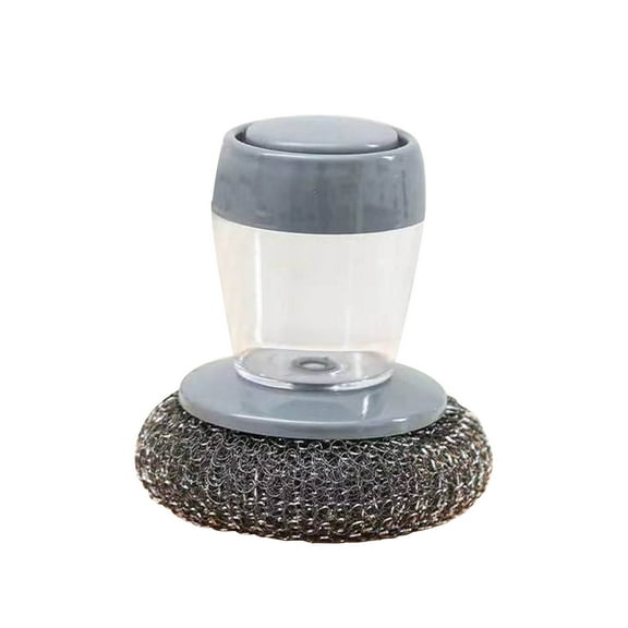 BadyminCSL Automatic Liquid Filling Pot Washing Brush Vertical Press Lazy Brush Kitchen Pot Brush Artifact Household Cleaning Brush with Tray