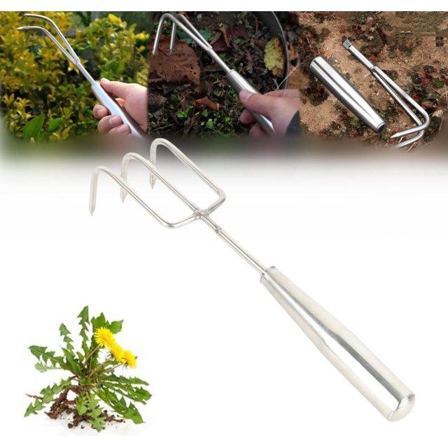 HELIAHOO Hand Cultivator Mini Rake Tiller Tool, Weeding Artifact Uprooting Weeding Tool, Stainless Steel Weed Puller Tool, Detachable Gardening Hand Tool for Cultivating, Loosening Soil AZ83-24357