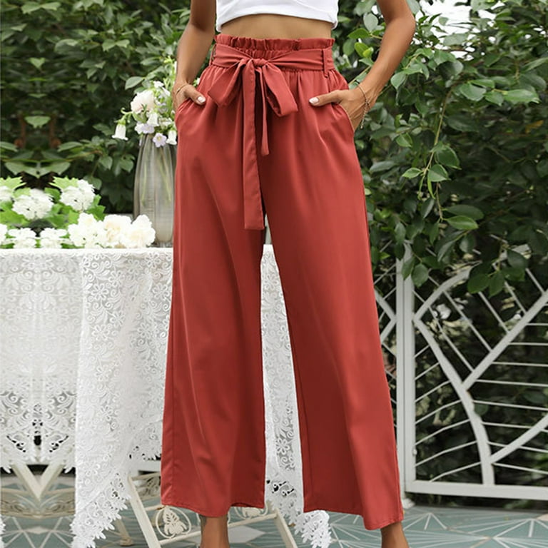 YWDJ Wide Leg Pants for Women Casual High Waist High Rise Wide Leg Trendy  Casual with Belted Long Pant Solid Color High-waist Loose Pants A Popular  Choice for Everyday Wear Work Casual