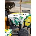 thumbnail image 5 of Outdoor Tablecloth with Umbrella Hole for Patio/Picnic/Party/Camping, Yellow Lemon Waterproof Table Cloth Square Cover Washable, Summer Spring Botanical Fruit Leaves (54"x 54"), 5 of 9