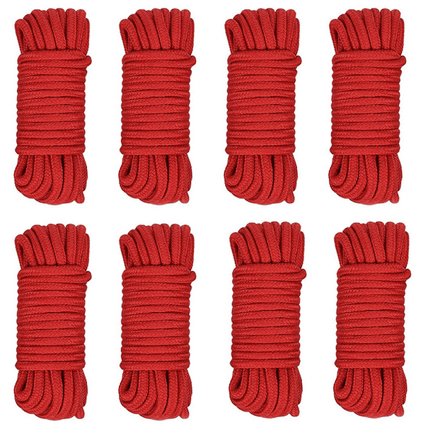 8 Pcs Red Cotton Rope, 8mm Multi Strong Soft Tying Cord for Camping  Gardening Boating Crafting, 10M/33Ft 