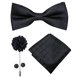 thumbnail image 1 of Hi-Tie - Pajarita de seda roja burdeos de lujo para hombre, conjunto de gemelos y broche con nudo de mariposa, ideal para bodas y padrinos de boda, 1 of 4