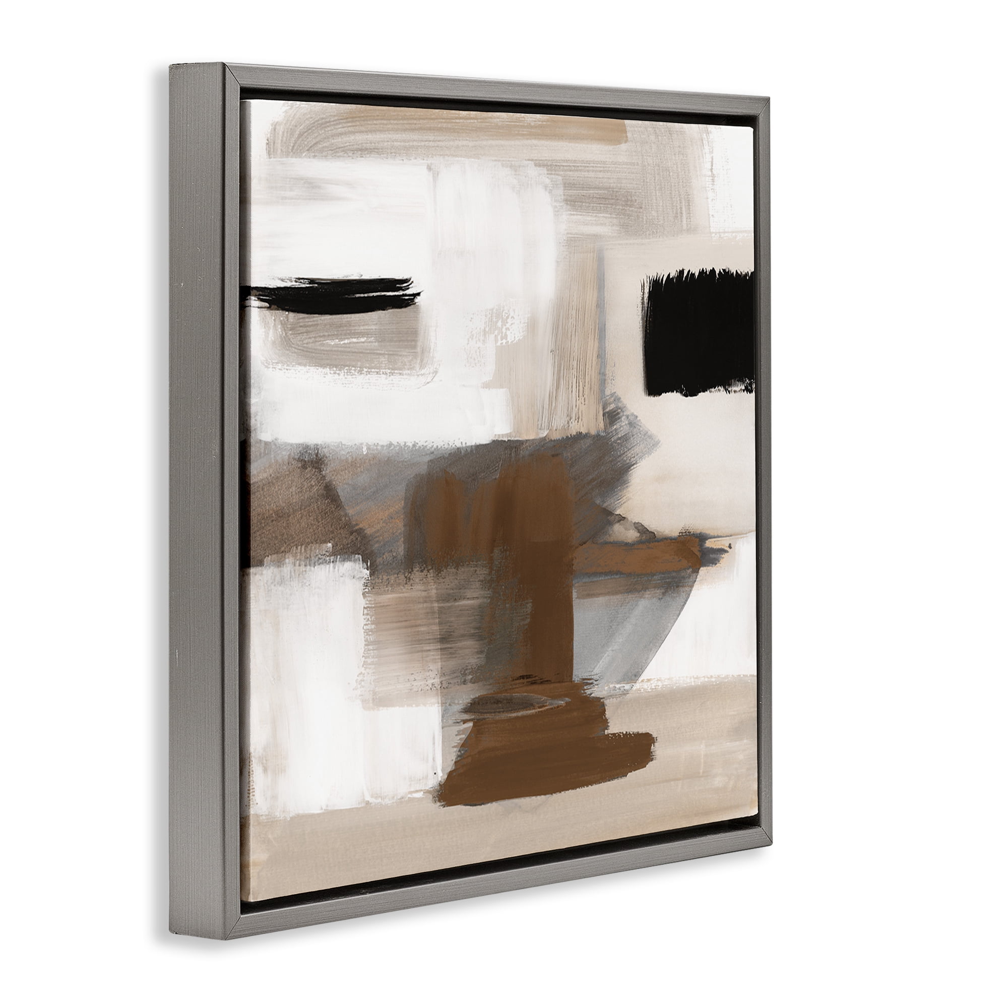 Stupell Industries Desert Impression Abstract Abstract Painting Gray Floater Framed Canvas Art Print Wall Art, 18 x 18
