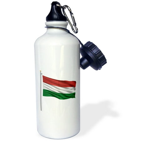 Hungarian Water - 3dRose Flag of Hungary on a flag pole over white Hungarian, Sports Water Bottle, 21oz