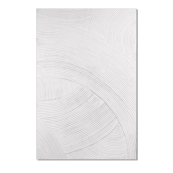 Bouclair White Tone on Tone Embossed Abstract Oil Painting 30 X 45 in (76.2 X 114.3 cm)