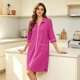 thumbnail image 4 of Zipper Robes for Women Lightweight Loose Fit Womens Bathrobe Zipper Front 3/4 Sleeve Knee Length Casual Sleepwear Nightgown with Pockets Hot Pink M, 4 of 6