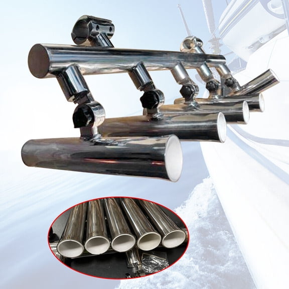 5 Tube Rod Holder for Rails Stainless Steel Fishing Rod Base Adjustable