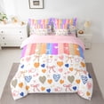 thumbnail image 3 of Homewish Cartoon Love Heart Twin Bedding Sets 7-Piece, Rainbow Stripes Abstract Bedding Comforter Set, Princess Bow-tie Reversible Sheet Sets, Ultra Soft Bedroom Decor, 3 of 8