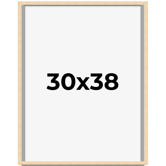 30x38 Frame Natural Wood Picture Frame | 0.75 Inch Moulding Width | with UV Acrylic Plexiglass,