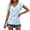 Blue, variant on Women's Fashionable V Neck Jacquard Open Front Short Sleeve T Shirt White S