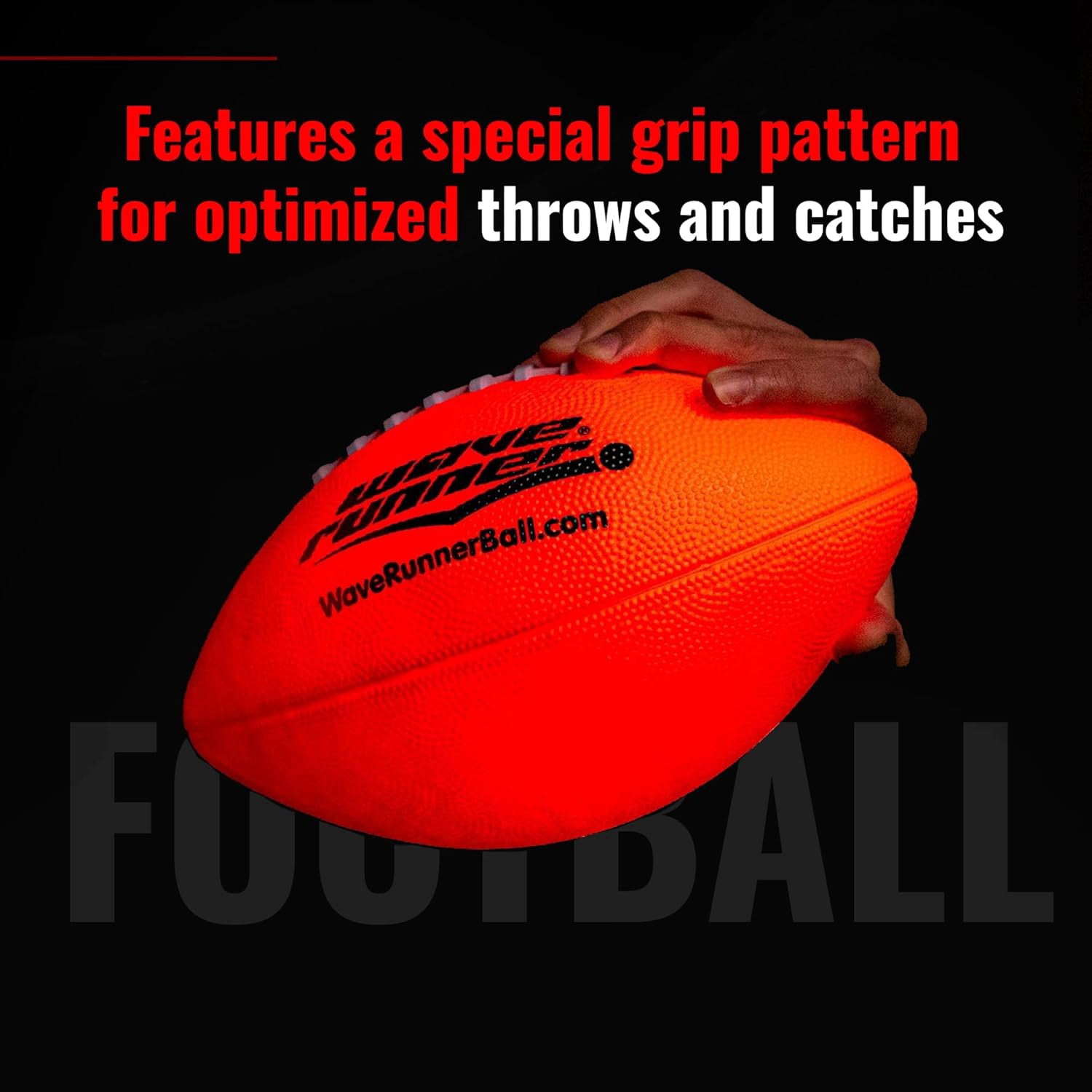 Wave Runner LED Light-Up Football - Glow in The Dark, Youth Size 10.35 in